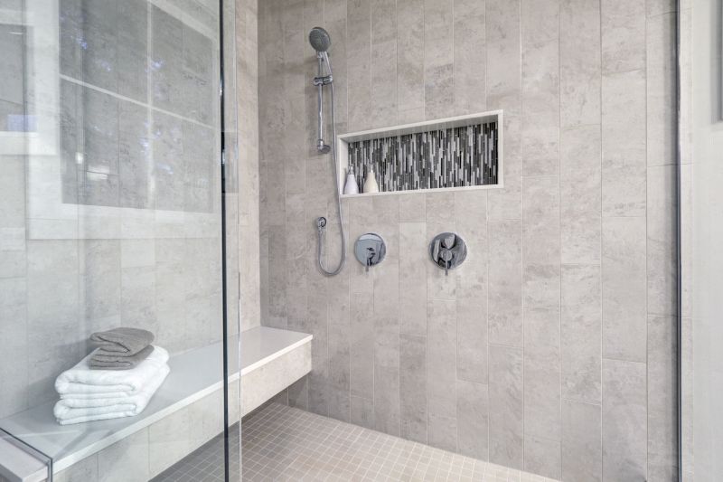 Contemporary Shower with Tile Accents